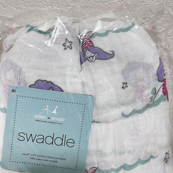 Aden + Anais Abby Lane Splash Mermaid Swaddle Blanket in a Bag Muslin Cotton NWT - Picture 3 of 11